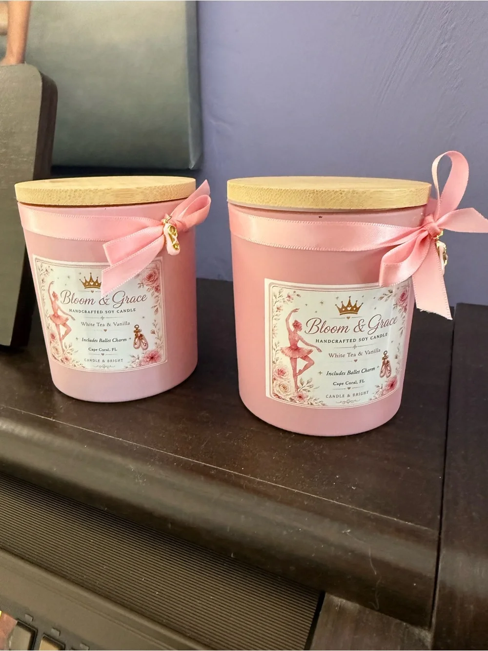 White Tea & Vanilla Soy Candle — Pink Decorative Jar